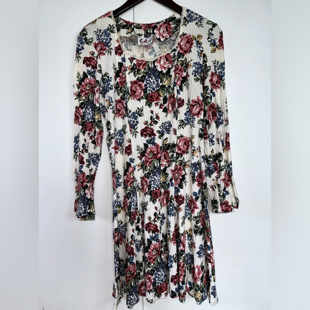 LA GAL Vintage Floral Long Sleeve Dress